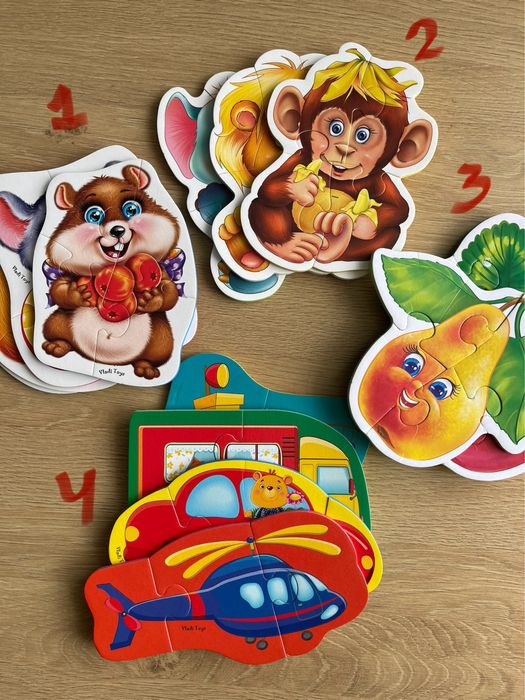 Бебі пазли Vladi Toys (транспорт, тварини, фрукти)
