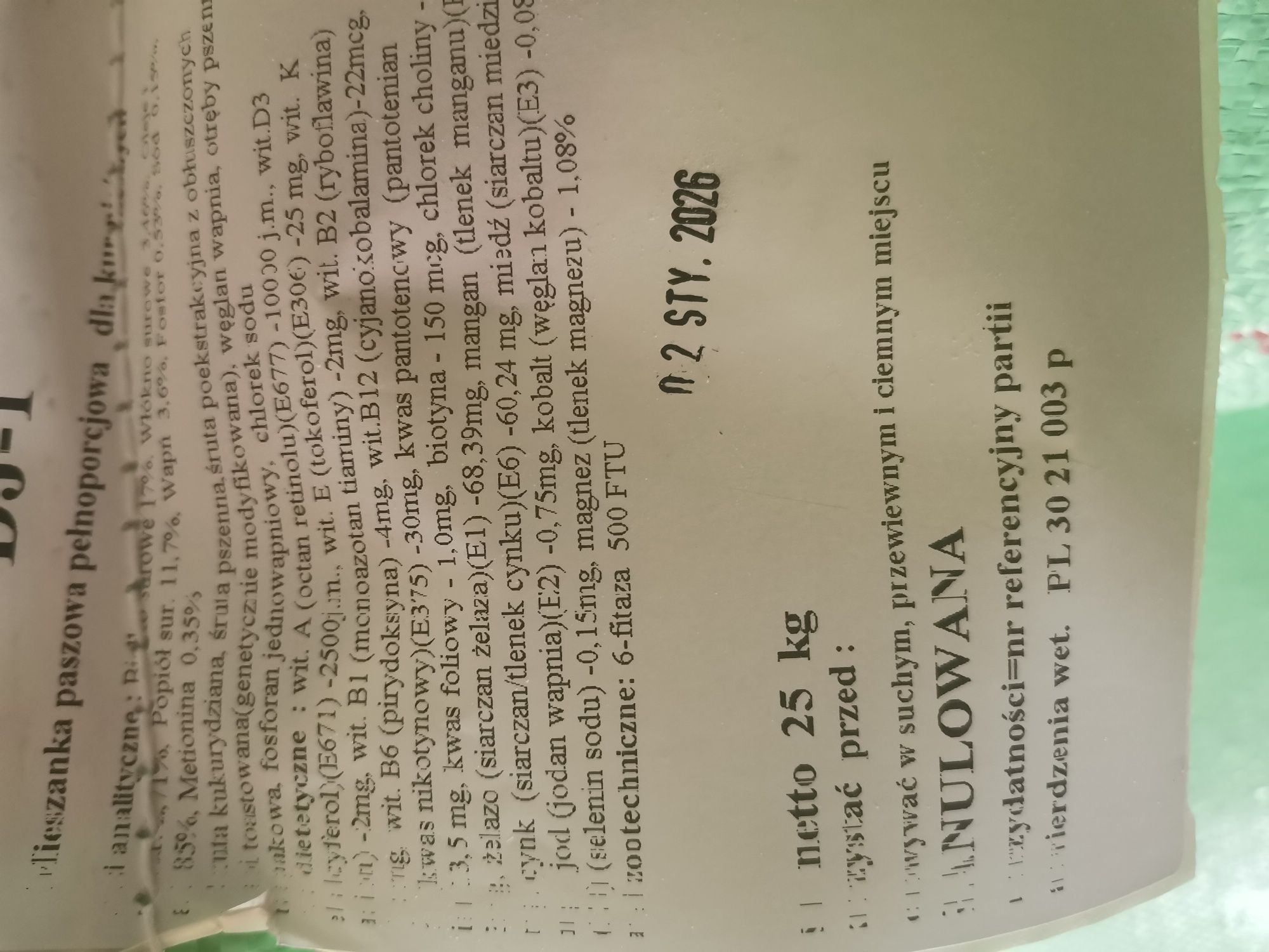 Pasza do kur niosek granulowana lub sypka