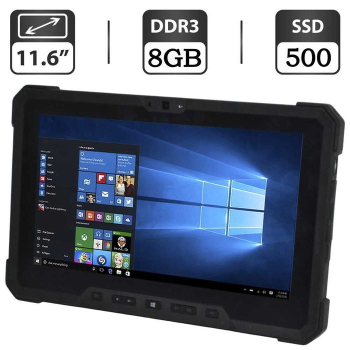 Dell Latitude 7202 Rugged Tablet - CoreM 8GB 500GB SSD WiFi+ BT Win 10