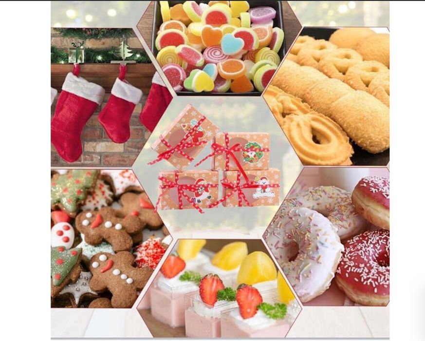 Pudełko świąteczny z okienkiem Zestaw 24-częściowy ze wstążkami