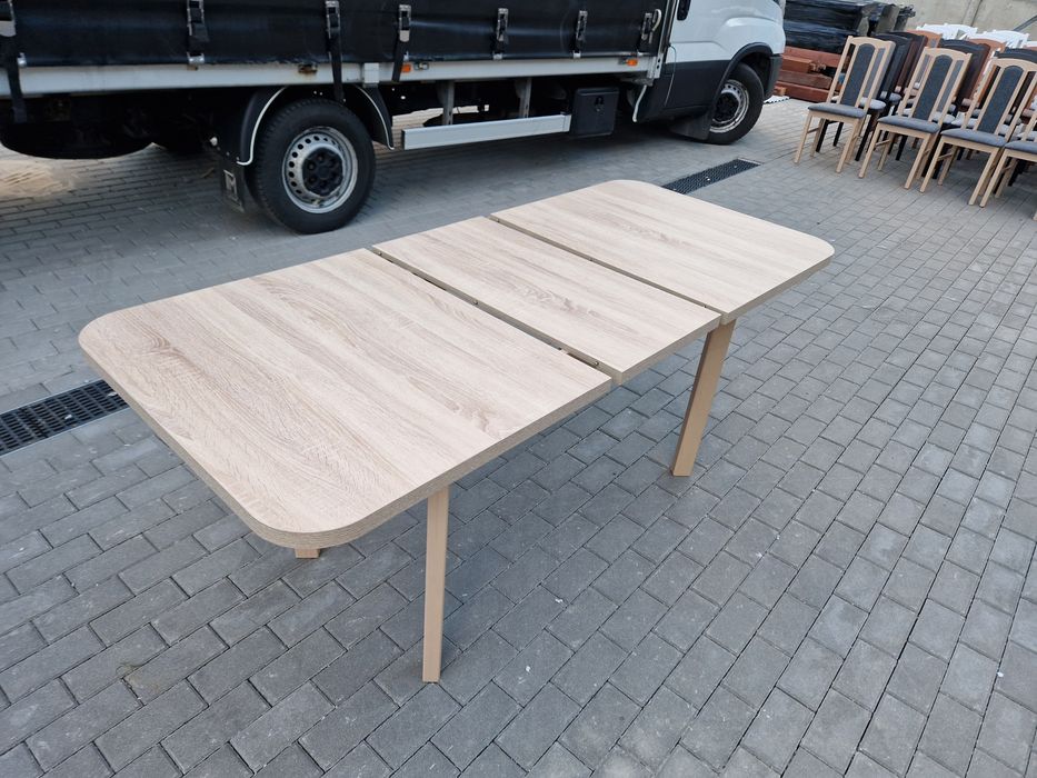 Nowe: Stół 80x140/180 + 6 krzeseł, sonoma + mateliczny granat, transPL