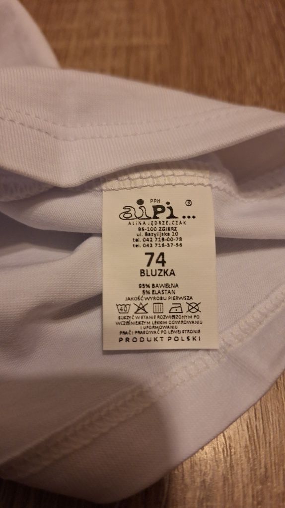 Bluzka biała bawełniana Aipi 74-80