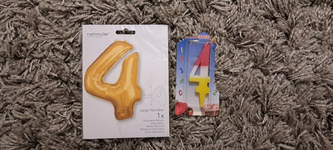 Urodziny świeczka na tort balon 4 lata