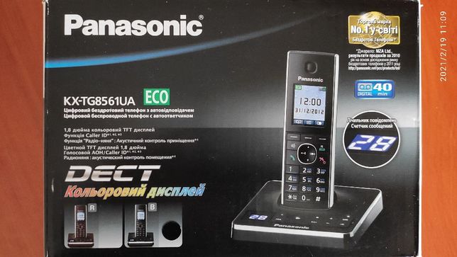 Радиотелефон Panasonic KX-TG8561UA + телефонная вилка