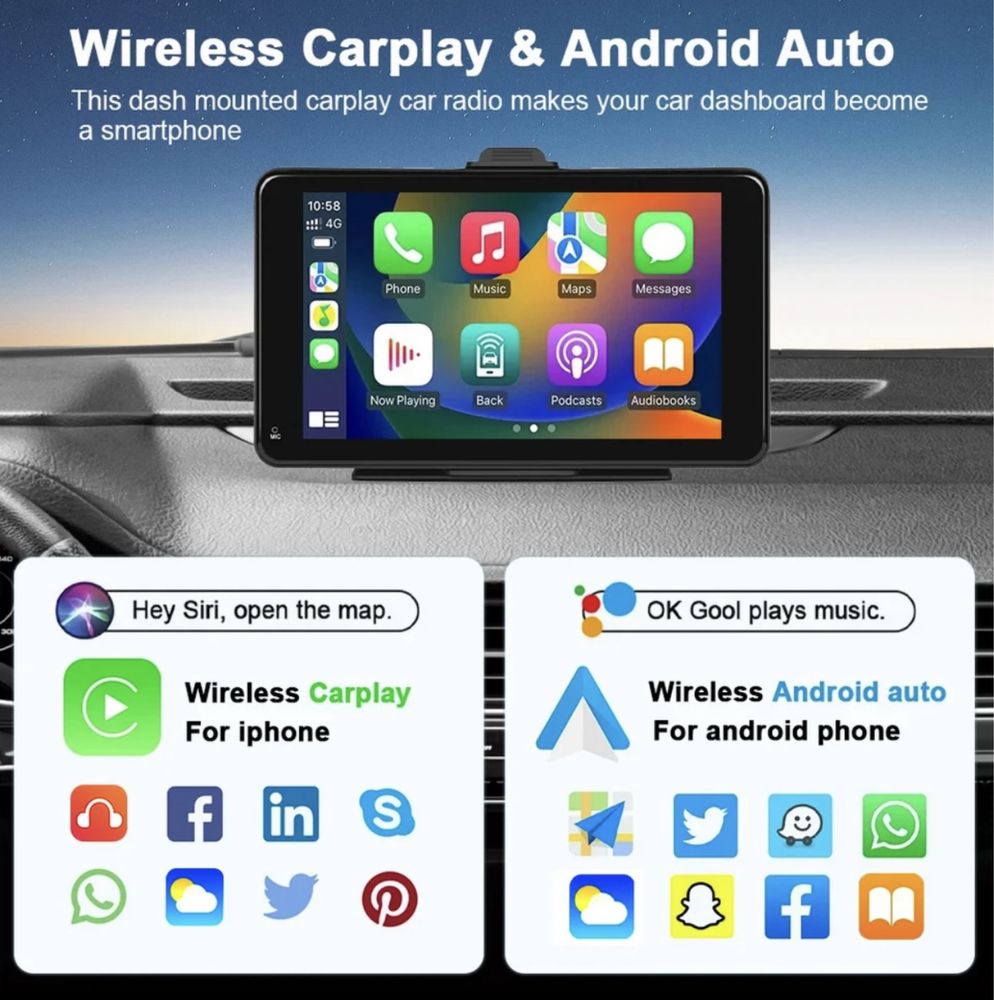 Ekran multimedialny Apple CarPlay !!! Android Auto !!! 7”/USB/AUX/BT !