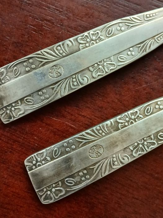 Hefra PRL dwa widelce posrebrzane do mięs wędlin przystawek