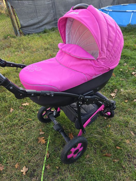 Wózek/gondola różowy dla dziewczynki 2w1