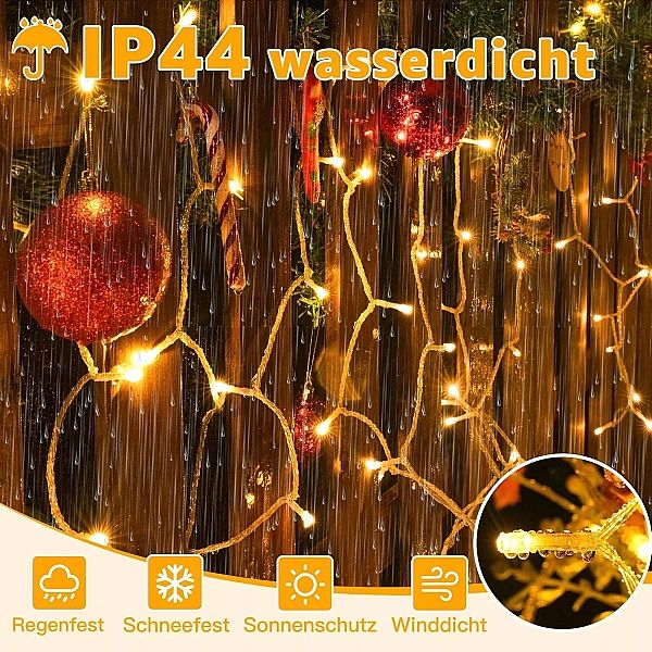 Łańcuch Świetlny Na Zewnątrz, Choinki Na Baterie Aa, 8M 100 Led Ciepła