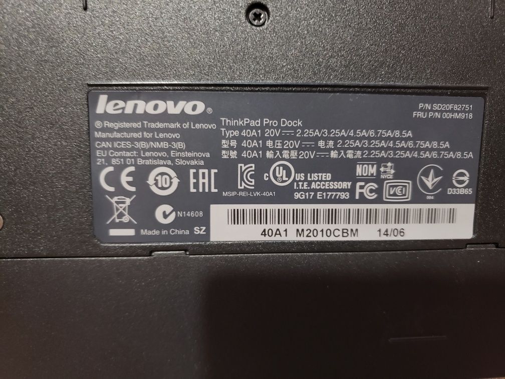 Stacja dokująca Lenovo ThinkPad Pro Dock 40A1