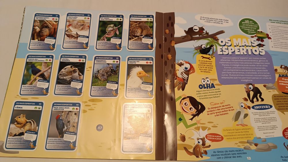 Caderneta Cromos Cartas. Super Animais. Pingo Doce
