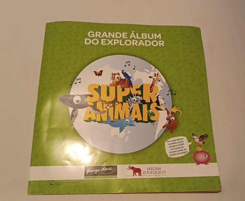 Caderneta Cromos Cartas. Super Animais. Pingo Doce