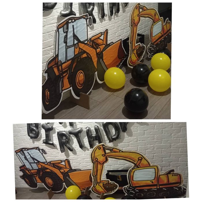 Фотозона на день народження будівельна техніка