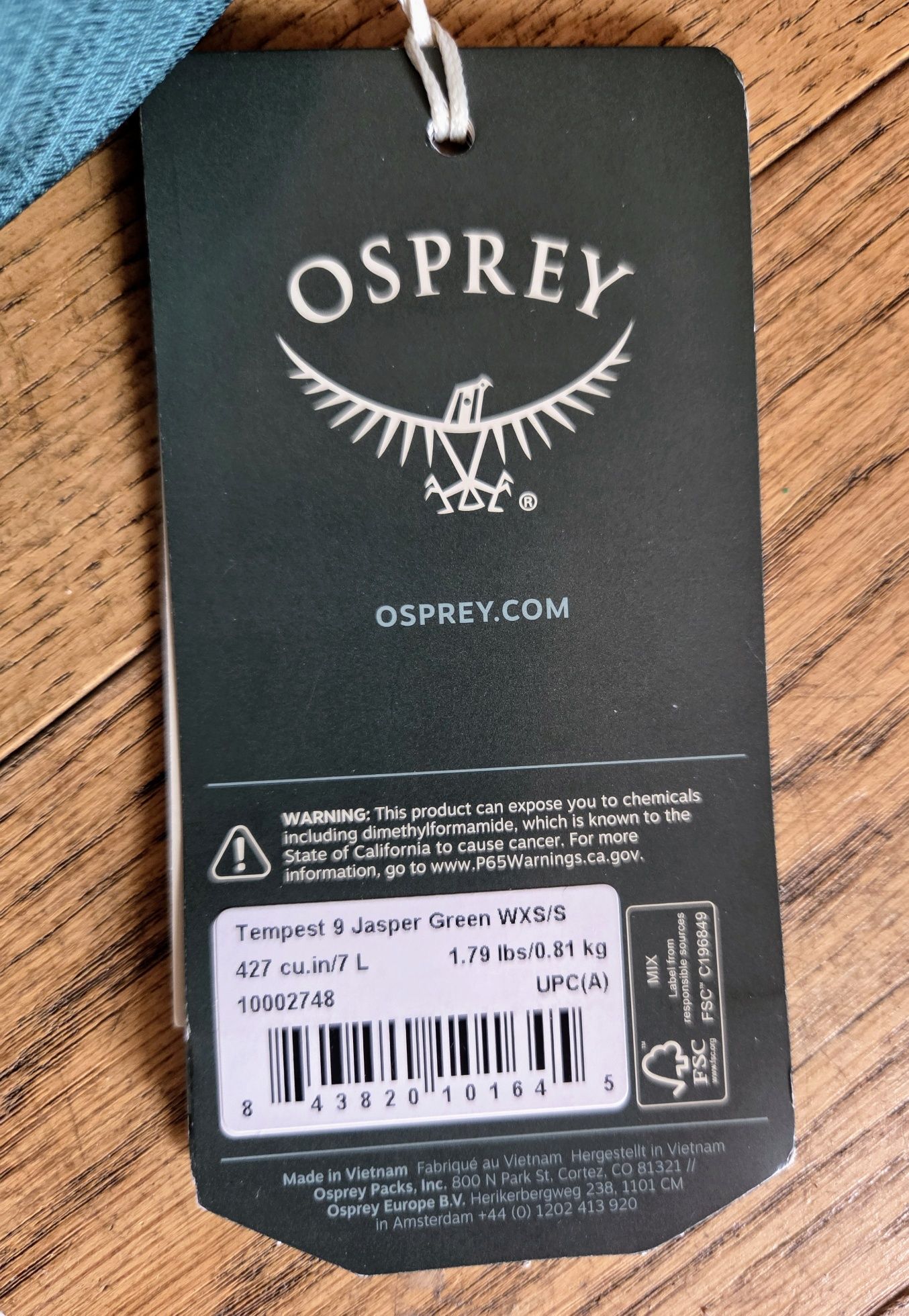 Plecak Osprey Tempest 9l Jasper Green WXS/S