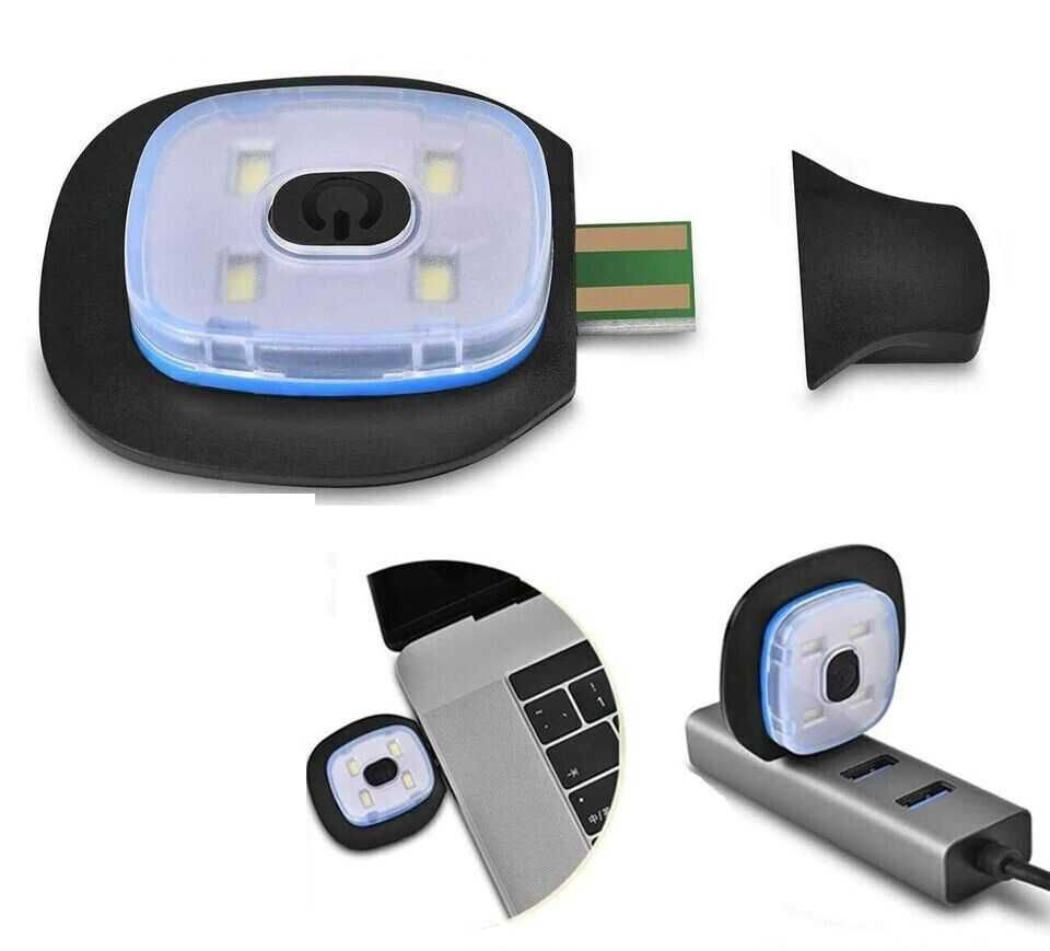Czapka z latarką LED czołówka ładowanie USB ip44 ciepła szara