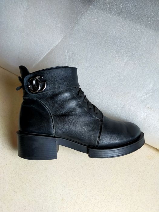 Buty zimowe trzewiki kozaki trapery skórzane GG  39