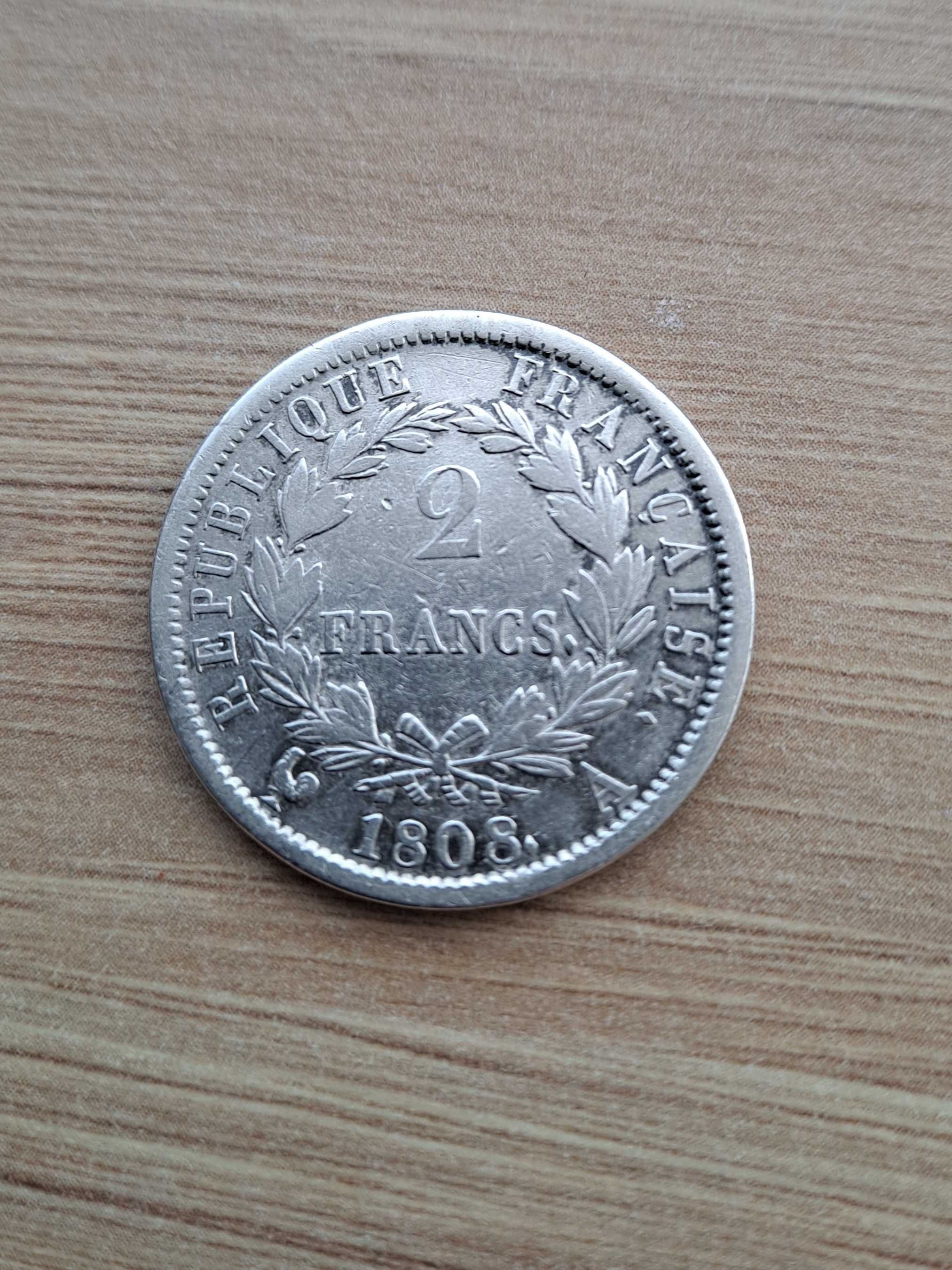 2 franki z cesarstwa francuskiego, 1808 rok.