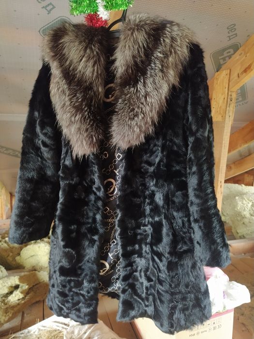 Шапка- кролик+ плащевка.Шуба, шубка.Перчатки кожа