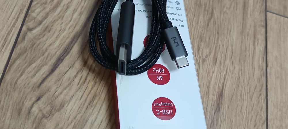 Kabel USB C do display port 1.8m czarny pleciony Uni