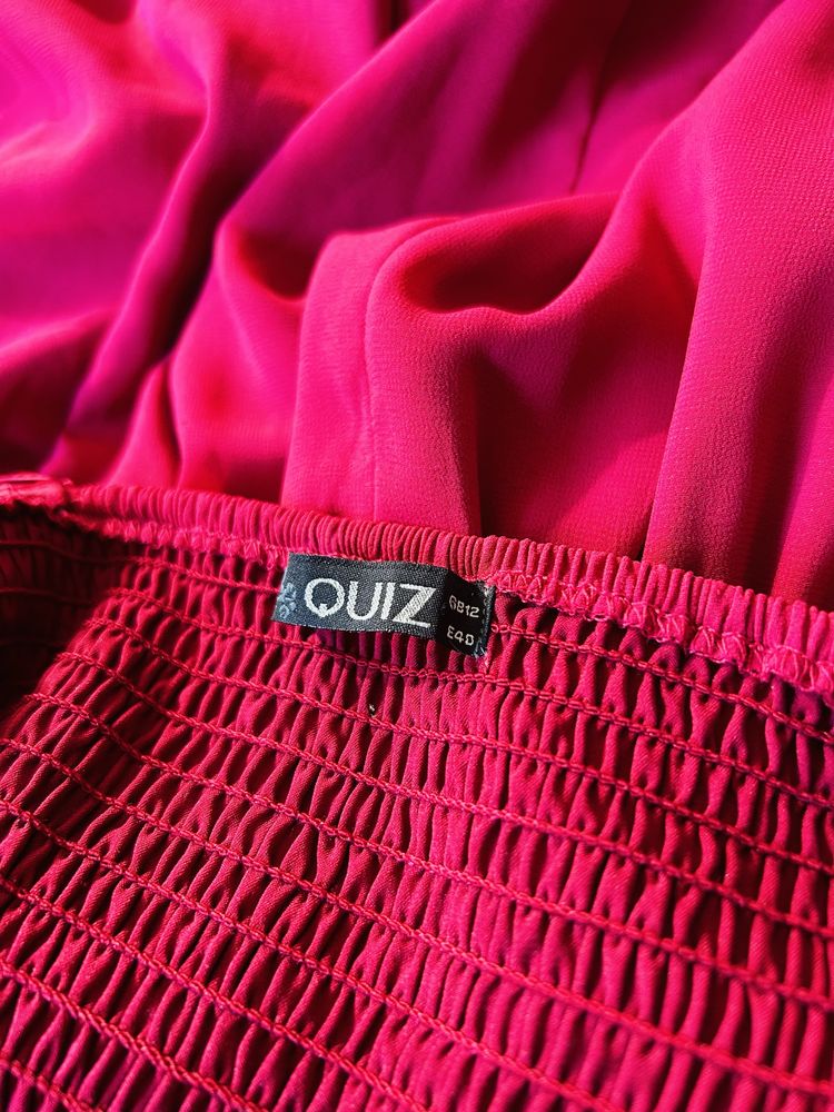 Quiz sukienka maxi sukienka dluga do ziemi bogato zdobiona roz fuksja