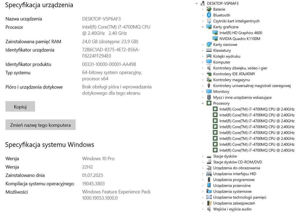 Workstation Fujitsu Celsius H730 i7 4700MQ/24GB/960GB SSD/nVidia 2Gb