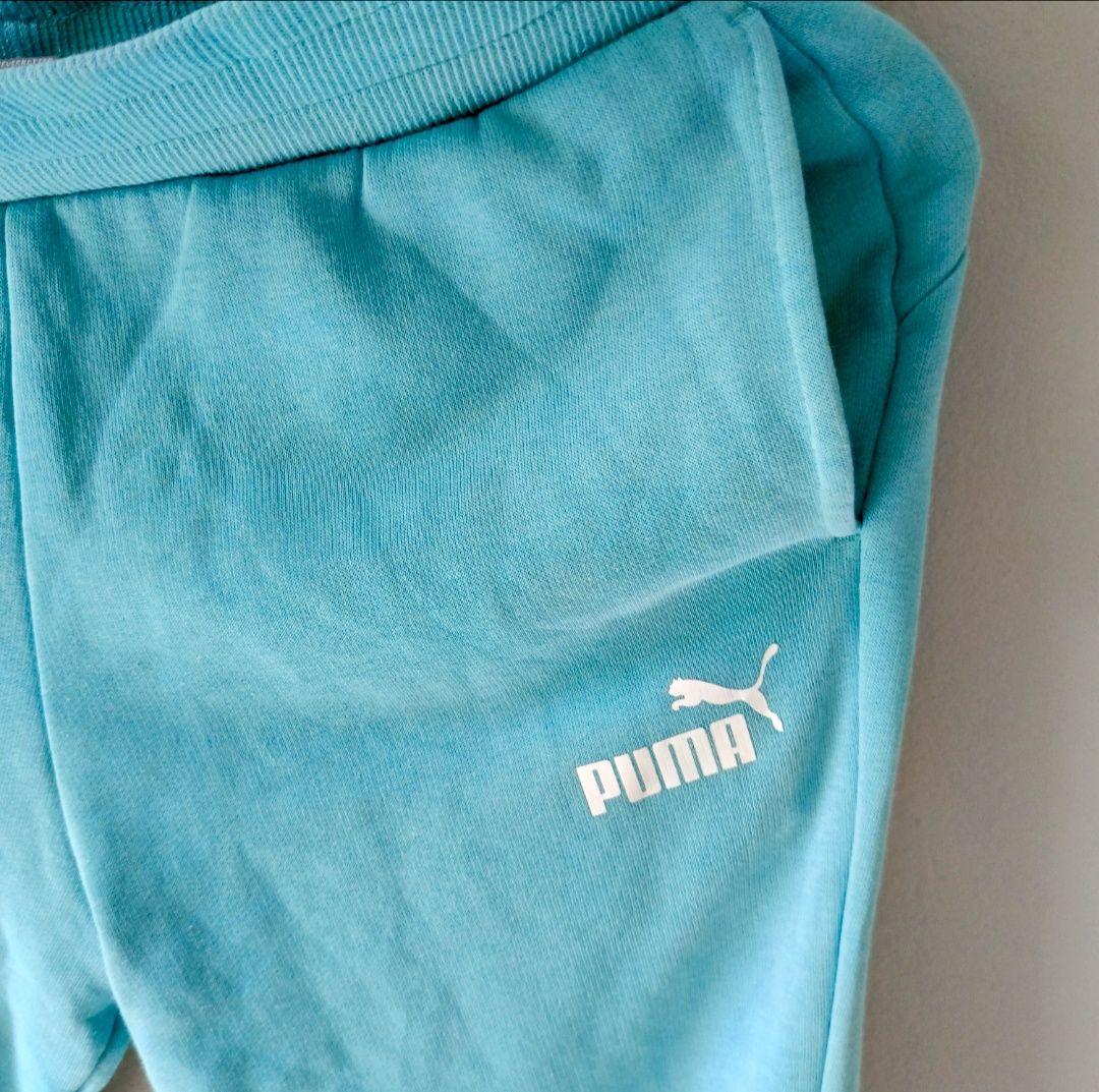 Puma 164 turkusowe spodnie dresowe dla dziewczynki cotton na codzień