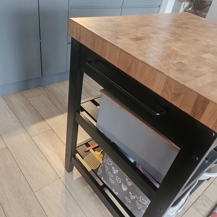 Wyspa kuchenna czarny/dąb 79 x 62,5 x 90