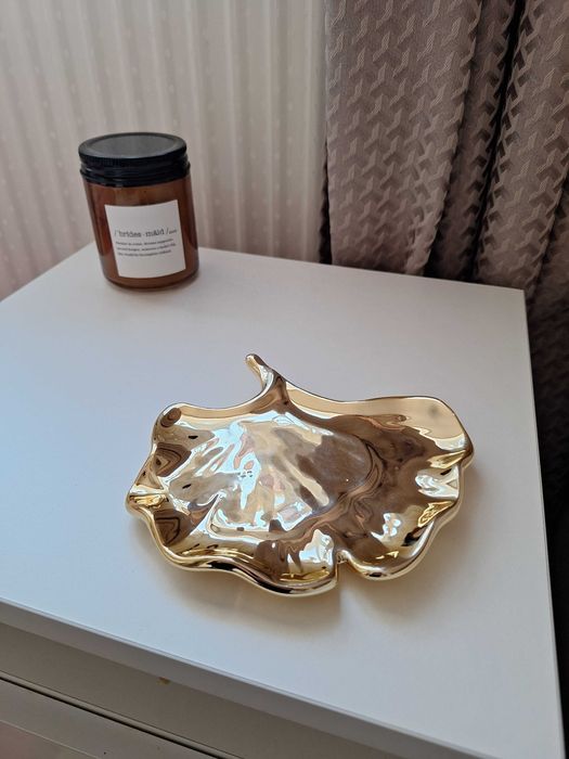 Nowa Taca Dekoracyjna Paterka Liść Złota Sinsay Jesień