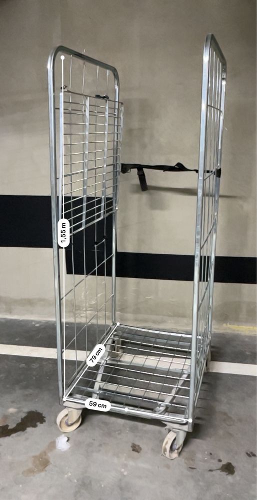 Rollkontener rollbox wózek siatkowy transportowy + półka składany