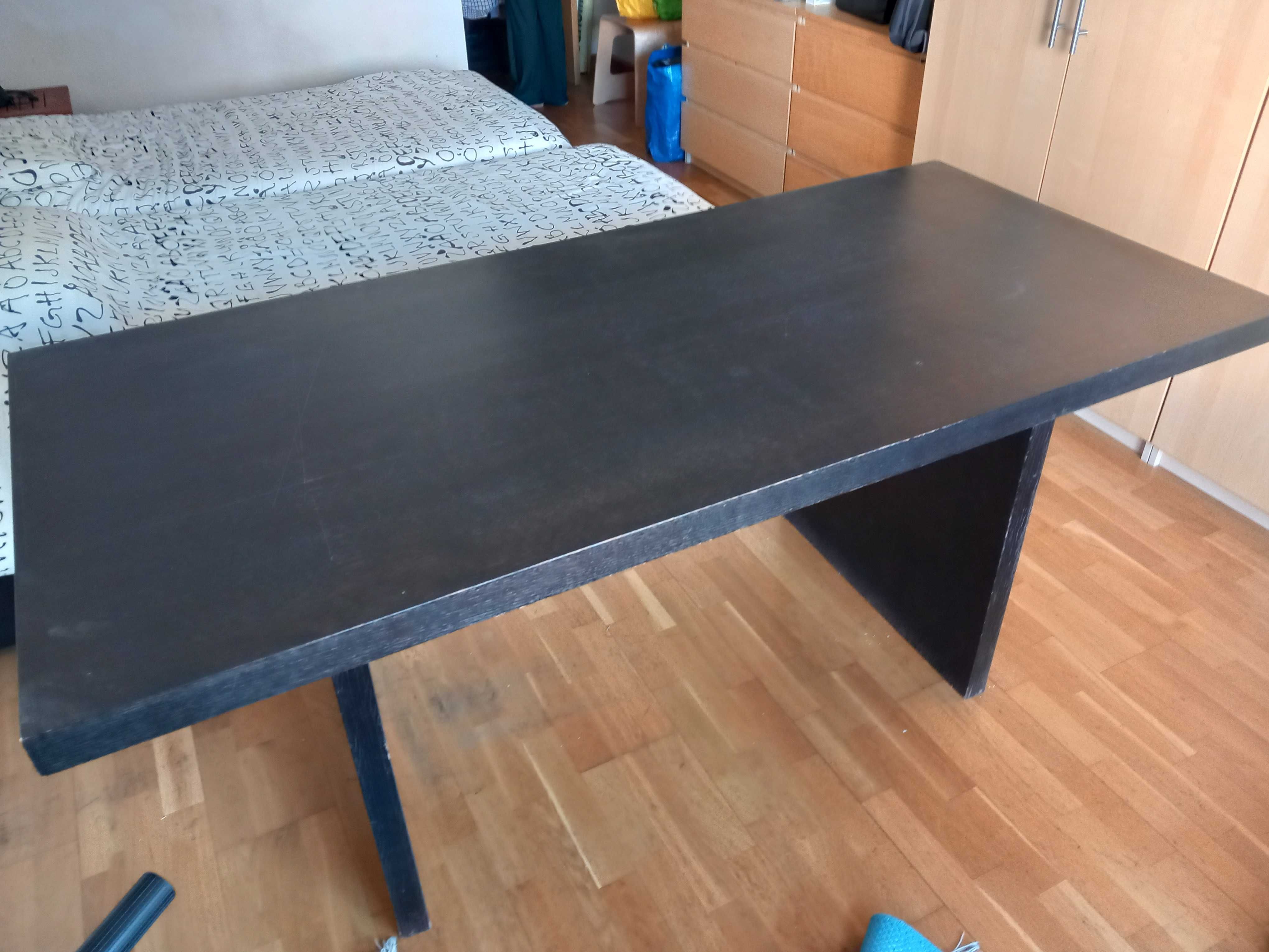 Mesa jantar 6 pessoas, madeira preta, 185x85x74