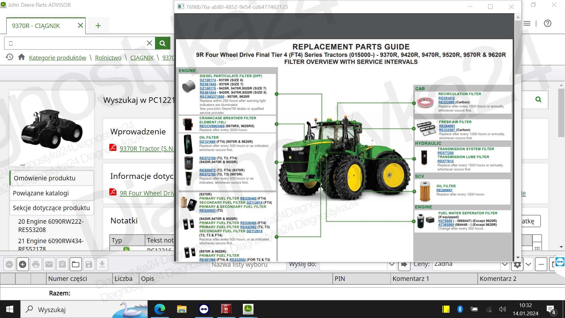 John Deere Parts Advisor KATALOG CZĘŚCI Maszyny Rolnicze Traktory PL