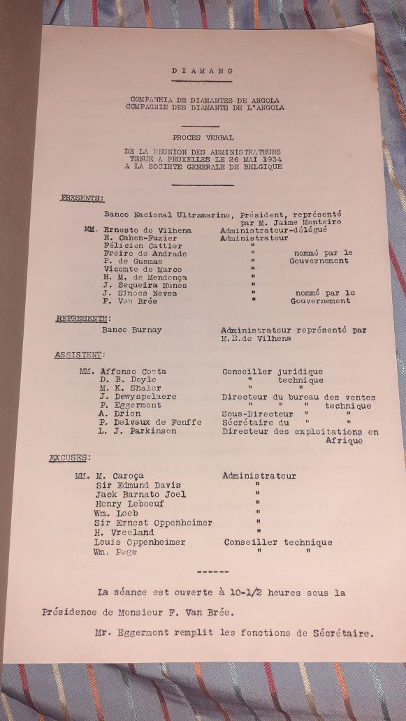 Relatório companhia diamantes Angola 1934 raro colonias