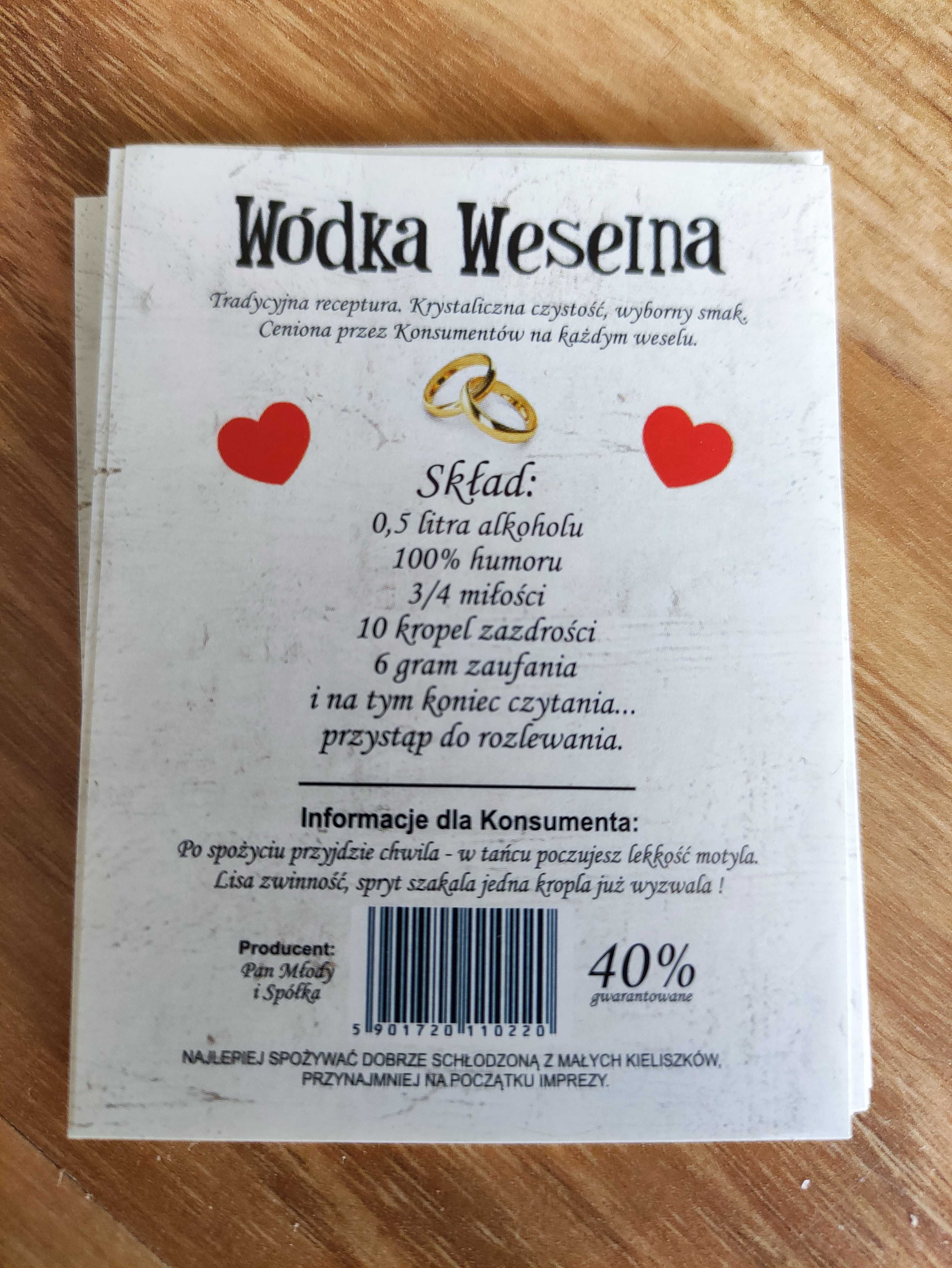 Etykiety na wódkę weselną - dobry klej