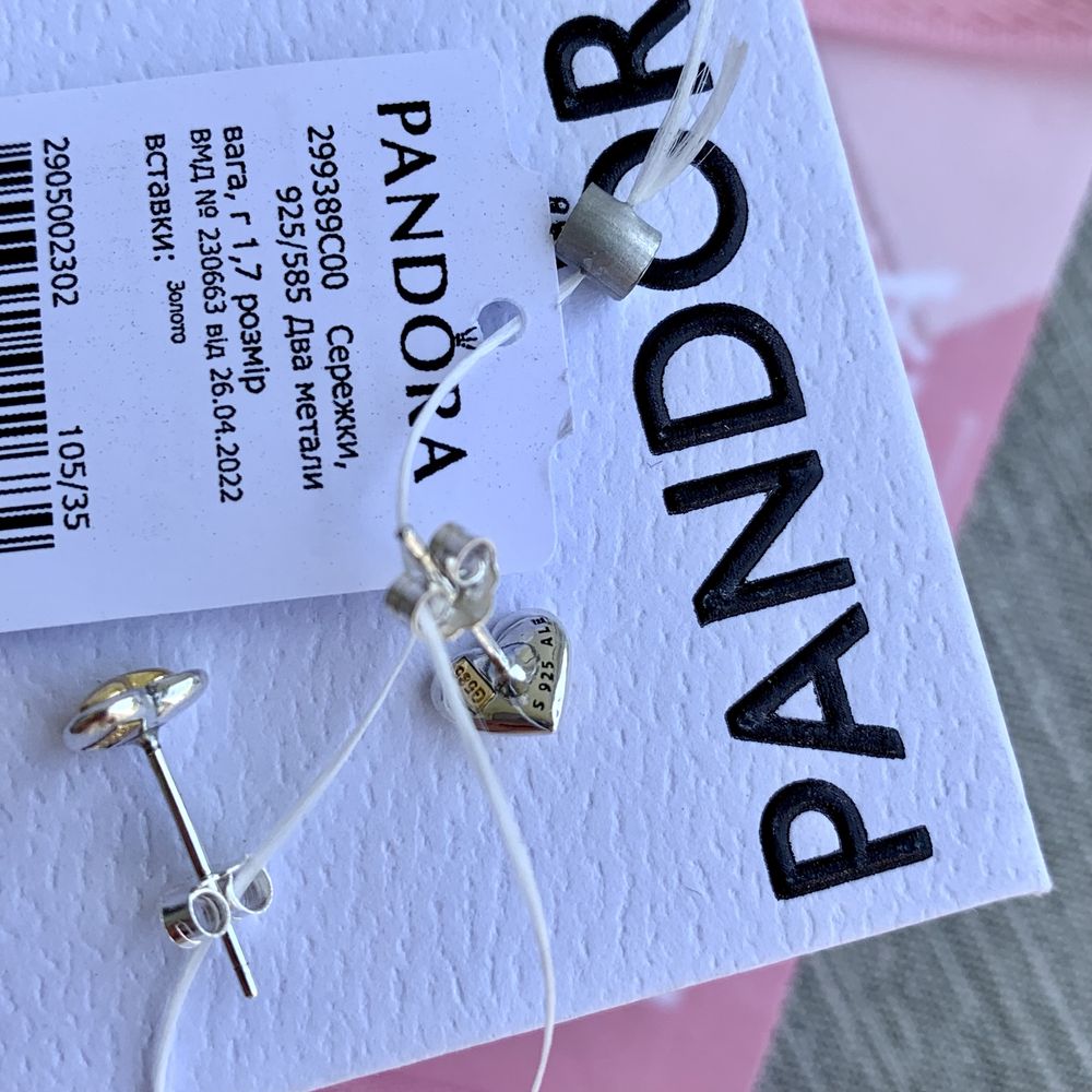 Сережки Pandora Пандора/ Серьги Pandora оригінал/ нові золото гвоздики