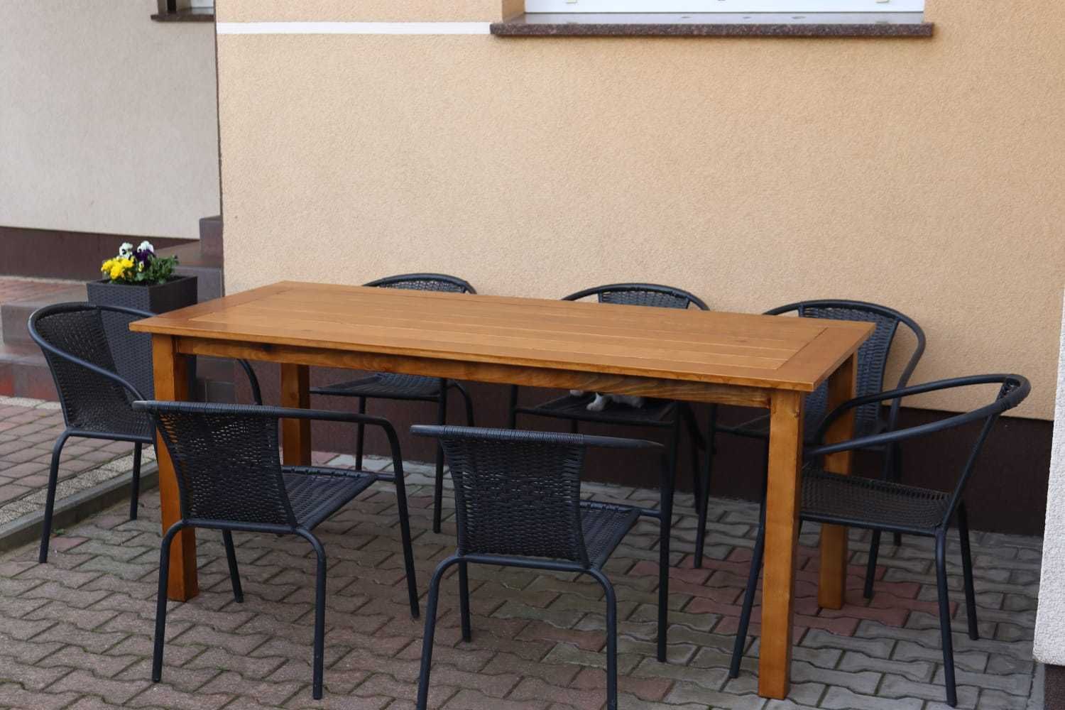Stół tarasowy z litego drewna sosnowego - ręczna robota, 180x80