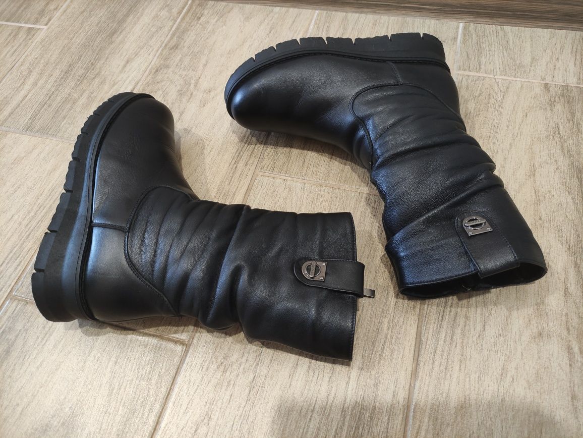 Сапожки шкіряні зимові чоботи черевики сапоги кожание 24 24.5 см устіл
