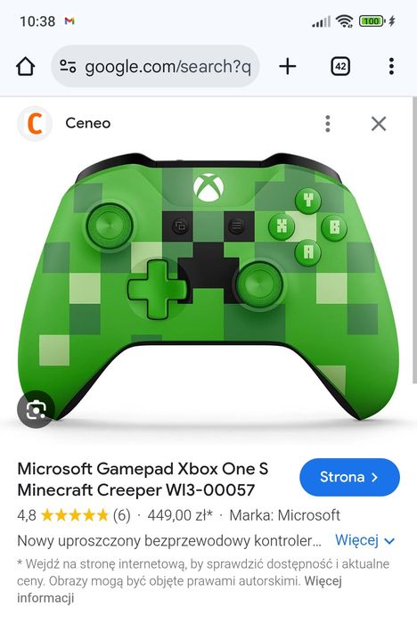 Joypad Xbox / PC  Edycja Minecraft Creeper analogi Hall Effect