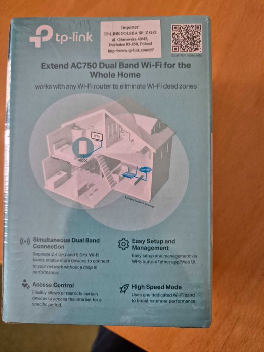 Wzmacniacz sygnału zasięg WIFI TP LINK AC750