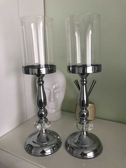 Świeczniki świąteczne, srebrne