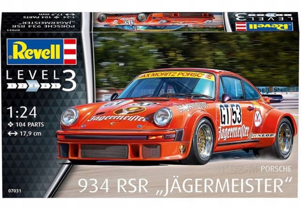 Model do sklejania samochod Porsche 934 RSR Jagermeister Revell 07031