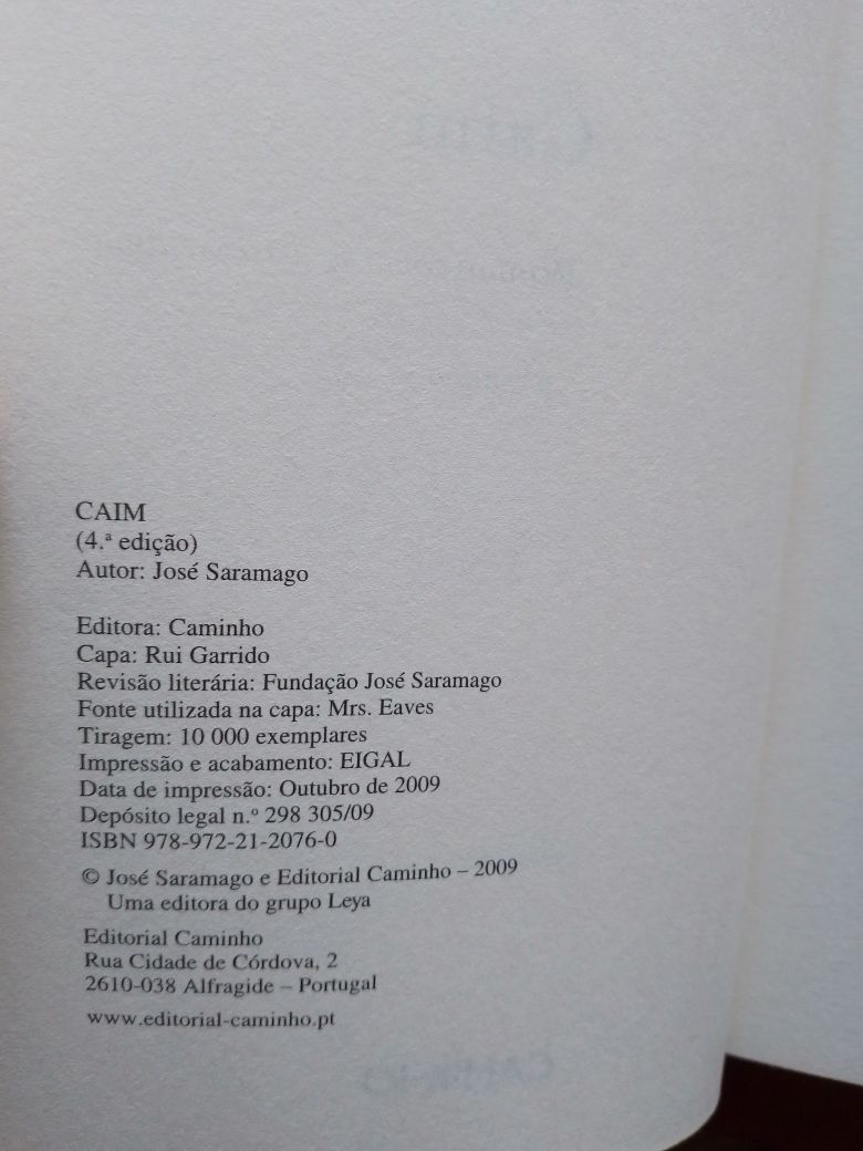 Caim- Saramago -Caminho 4-edicao -10E - Sapatos Adidas - 7E Desde 2E.