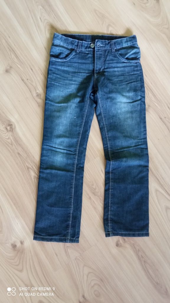 Spodnie jeansowe granatowe 2 szt. rozmiar 134