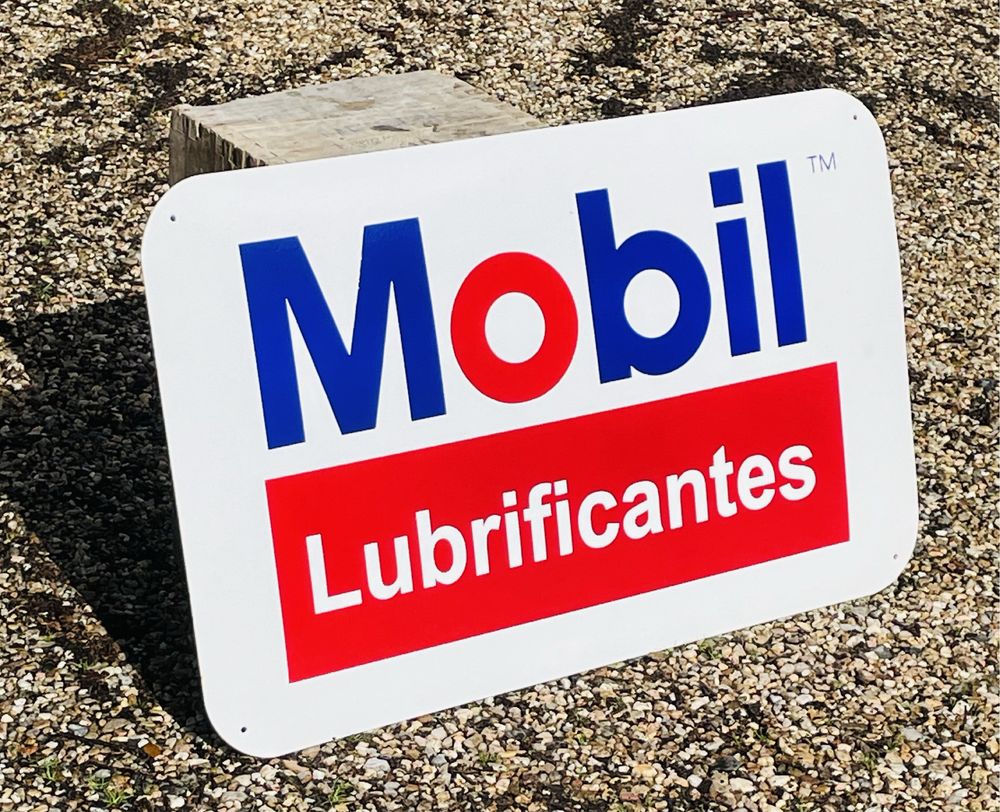 Grande placa esmaltada Mobil Lubrificantes 80x50cm