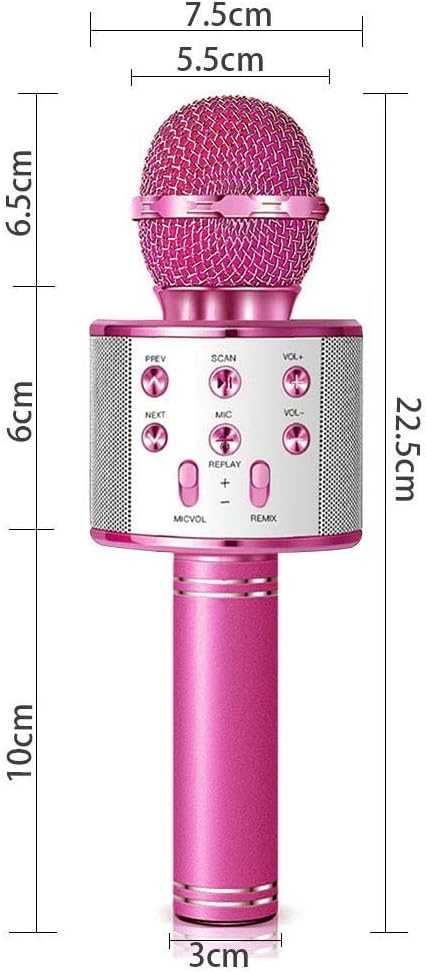Microfone Karaoke Bluetooth, 3 em 1 portes grátis