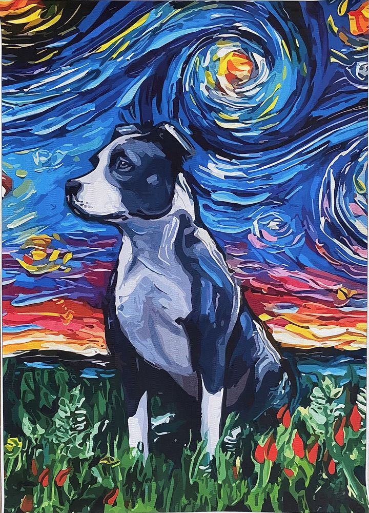 Gobelin na płótnie HD/Obrazek/Van Gogh/Dog/Pitbull Terrier