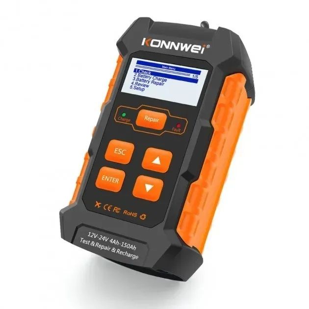 Автомобільний тестер АКБ та зарядний пристрій Konnwei KW520
