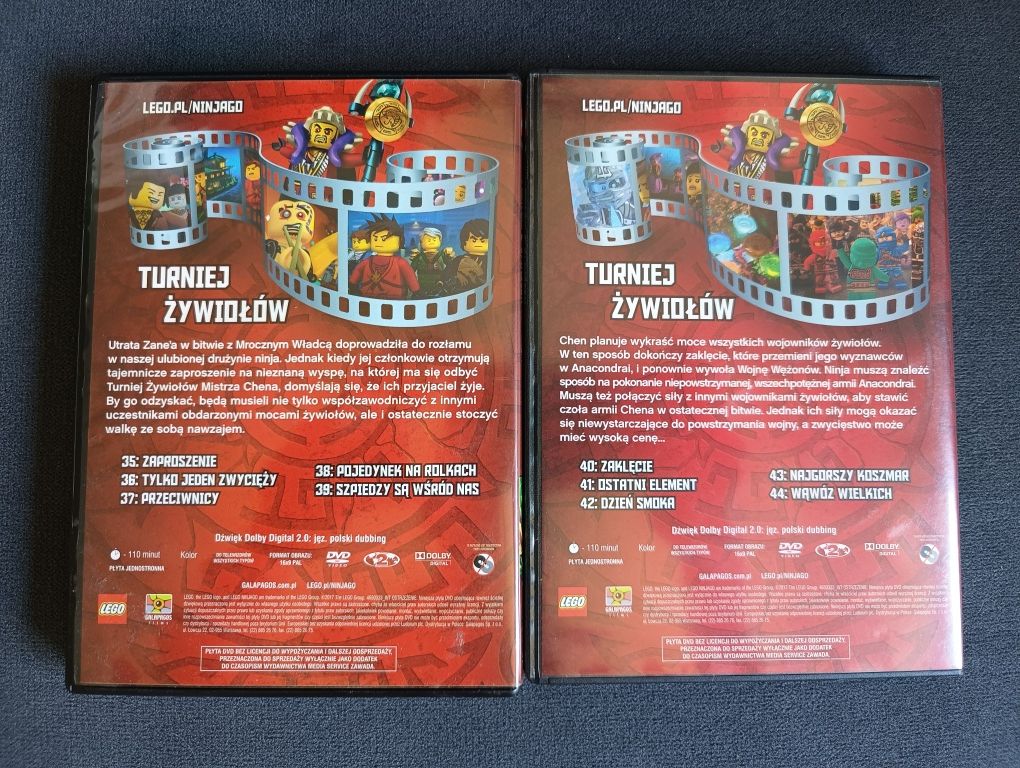LEGO Ninjago Turniej Żywiołów część 1 i 2, płyty DVD