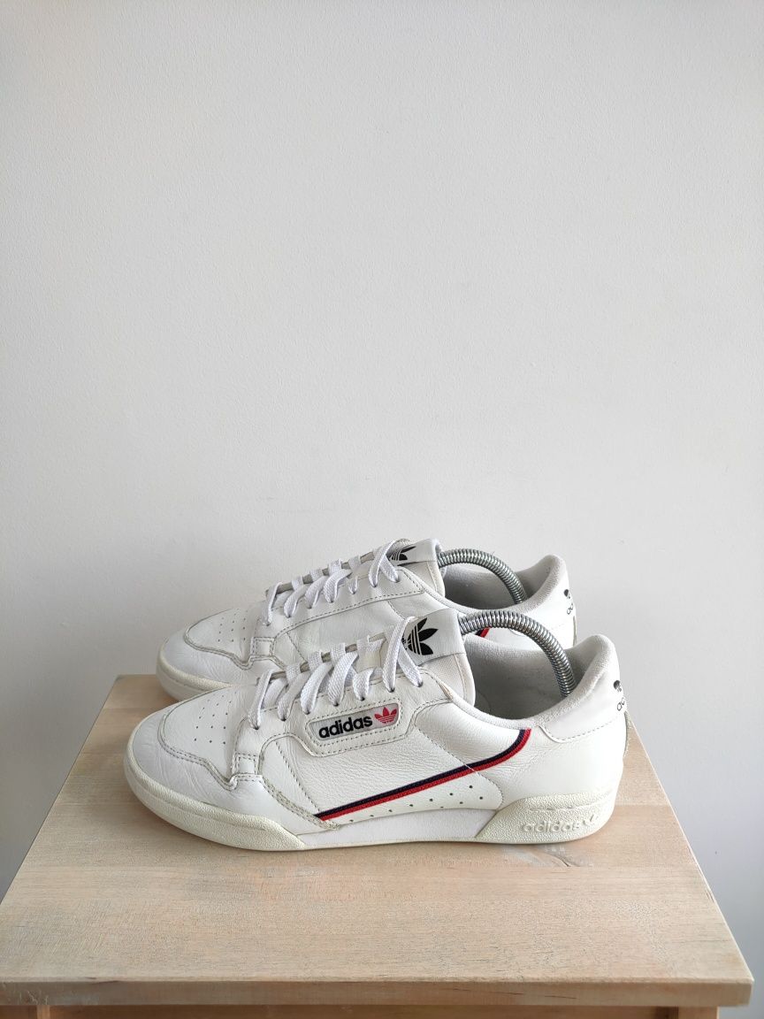 Sneakersy trampki skórzane męskie białe Adidas Continental 80 rozmiar
