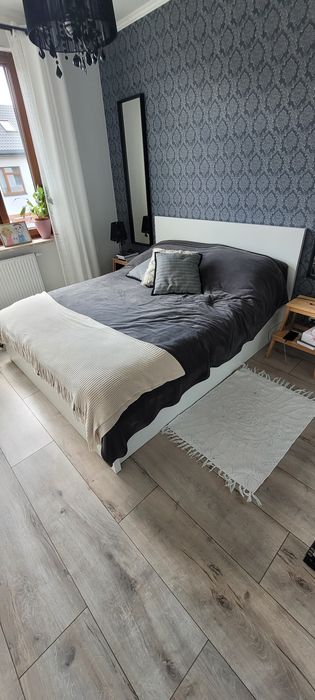 ŁÓŻKO IKEA MALM 160X200 z materacem i pojemnikiem na piościel