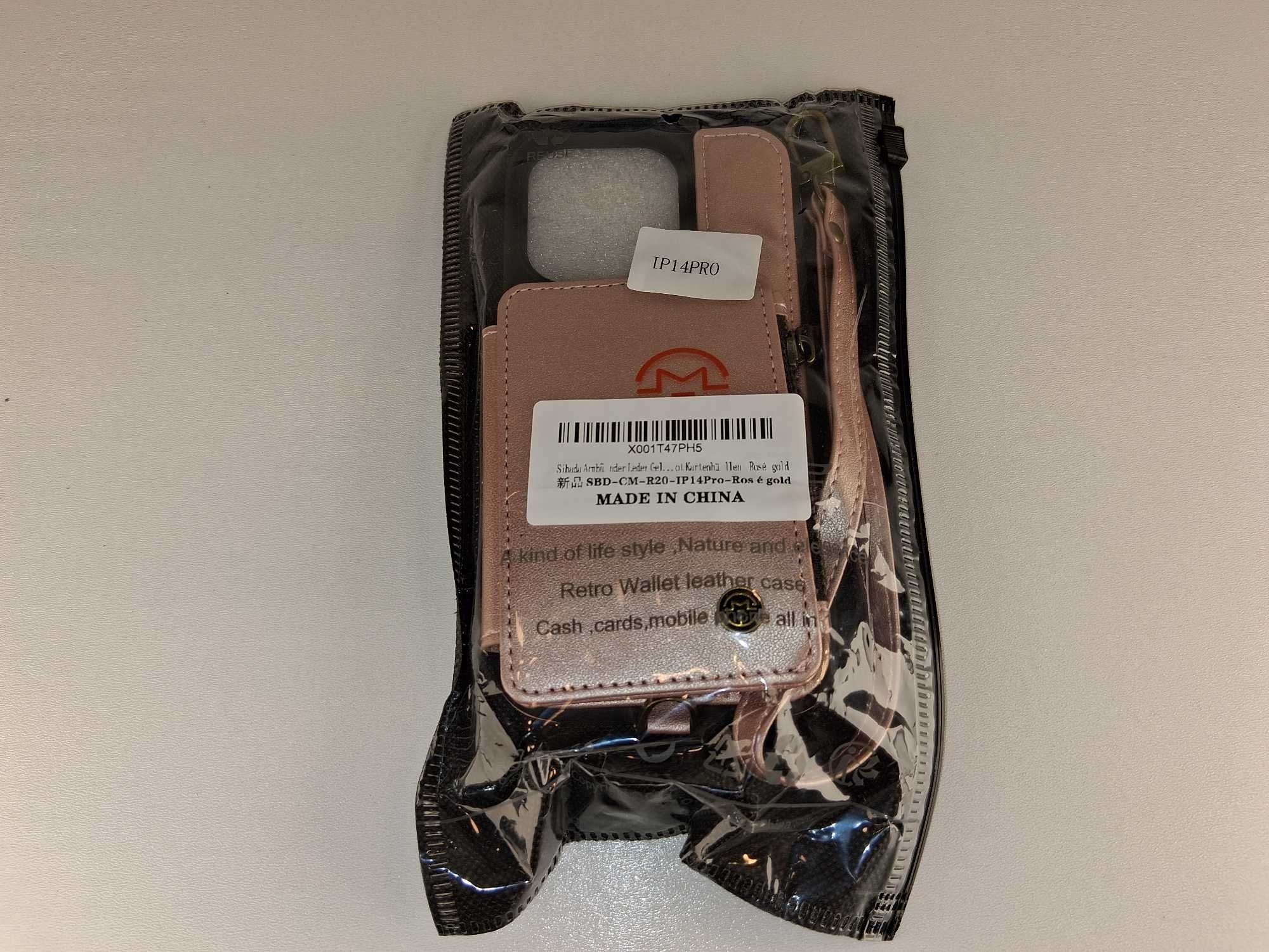 Y032 Etui Portfel Skórzany do iPhone 14 Pro CaseMe Różowe Złoto