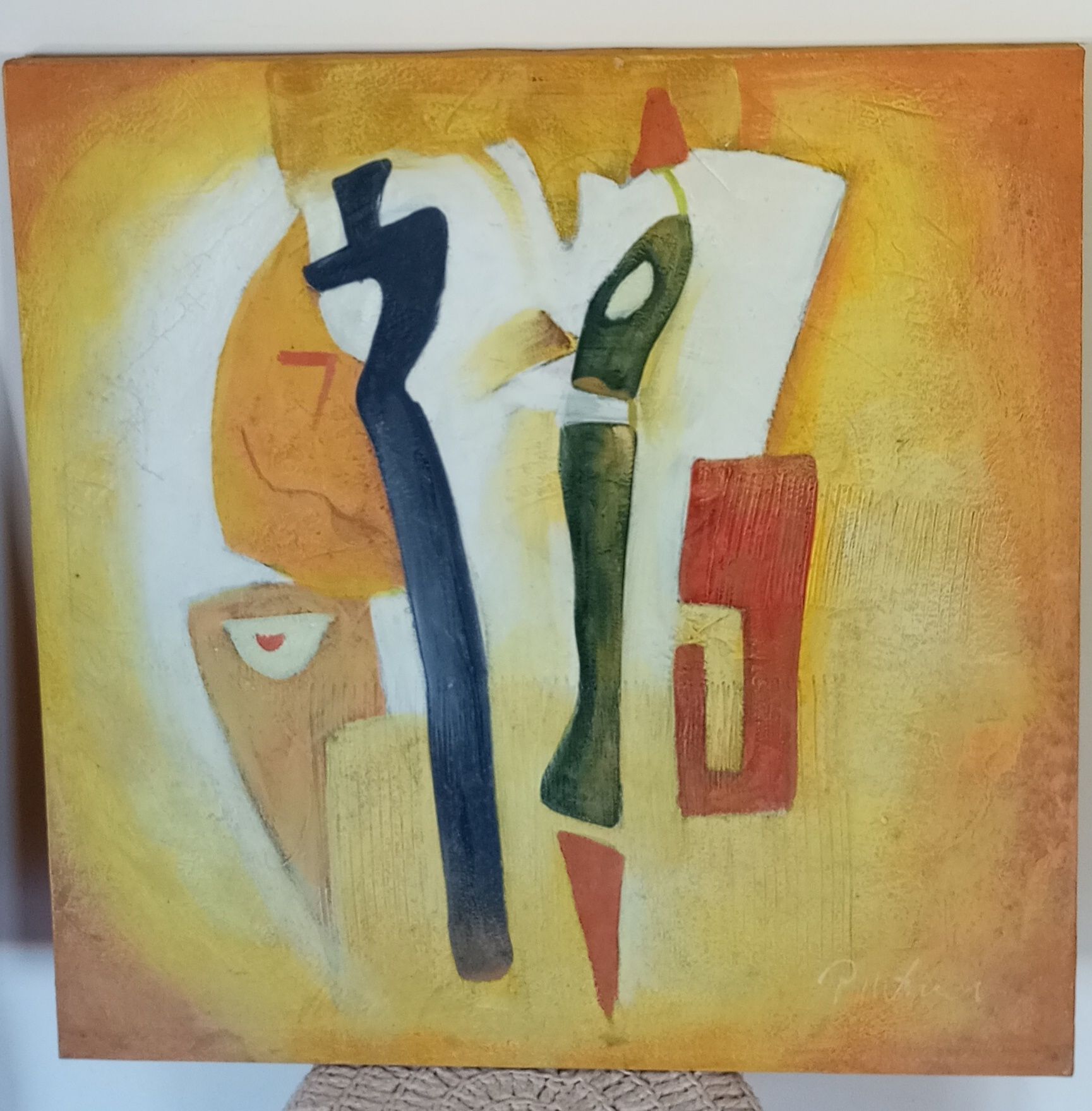 Conjunto de duas telas com motivos abstractos